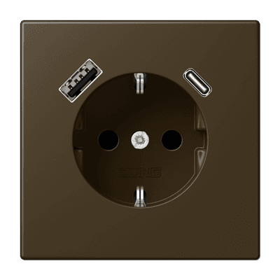 JUNG SCHUKO Латунь Antik Розетка с USB-зарядным устройством, тип A + тип С; термопласт ME1520-15CAAT-L
