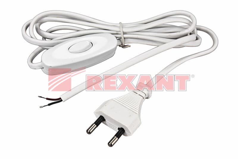 Шнур сетевой 1.8М с выключателем без розетки 2.5A-220V белый Rexant 11-1115 — миниатюра 2
