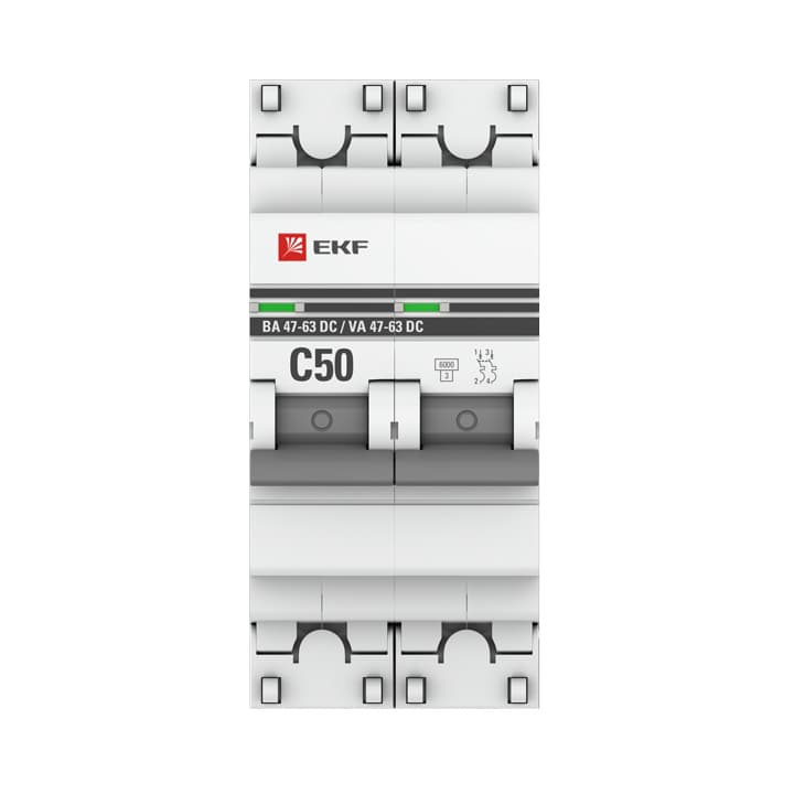 EKF PROxima Автоматический выключатель 2P 50А (C) 6кА ВА 47-63 DC mcb4763-DC-2-50C-pro — миниатюра 3