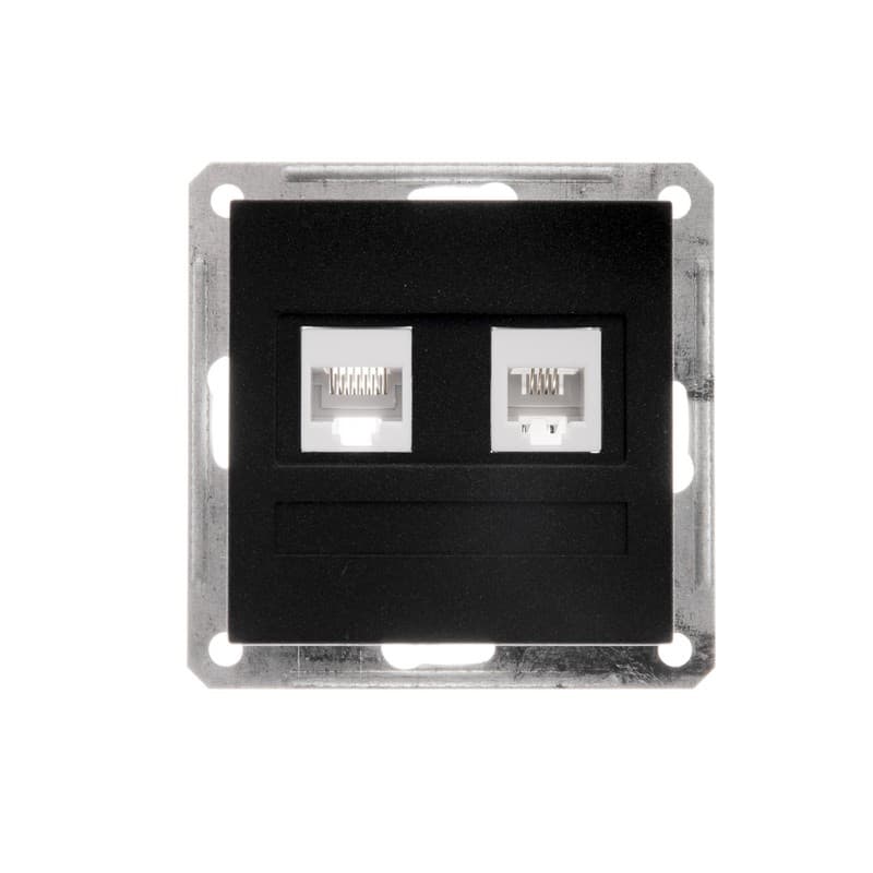 Systeme Electric Wessen 59 Черный бархат Розетка 2-ая ТЛФ + компьютерная 5е (RJ11+RJ45) — миниатюра 1