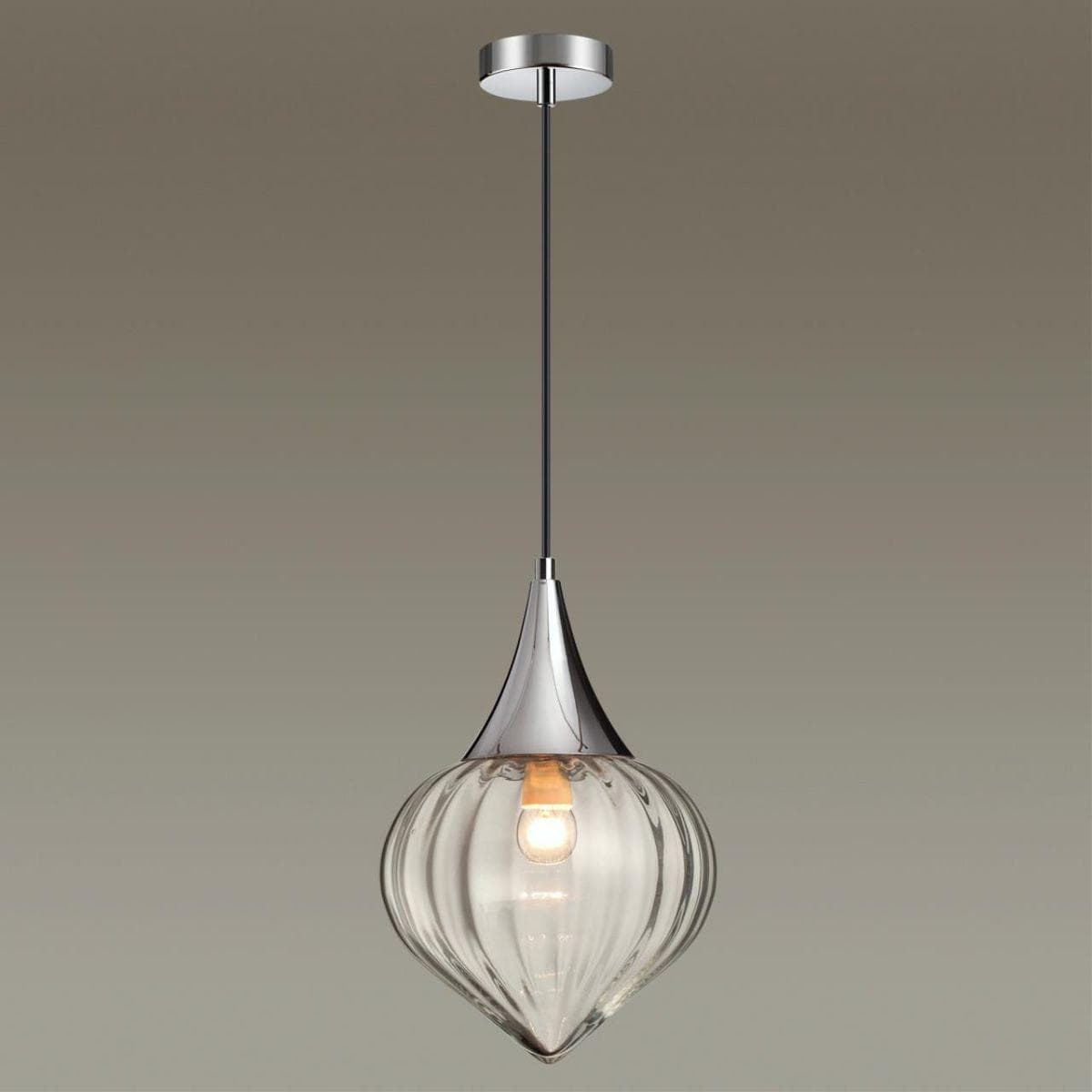 Odeon Light 4949/1 PENDANT ODL22 241 хром/прозрачный/стекло Подвес E27 1*60W KESTA — миниатюра 4