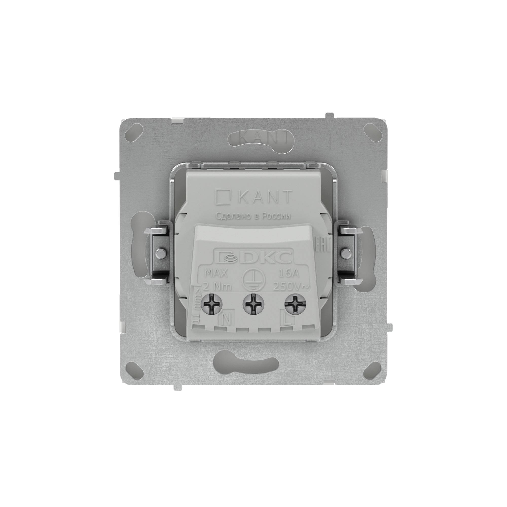 DKC KANT Розетка силовая, 2P+E, с з/ш, белый песок — миниатюра 3