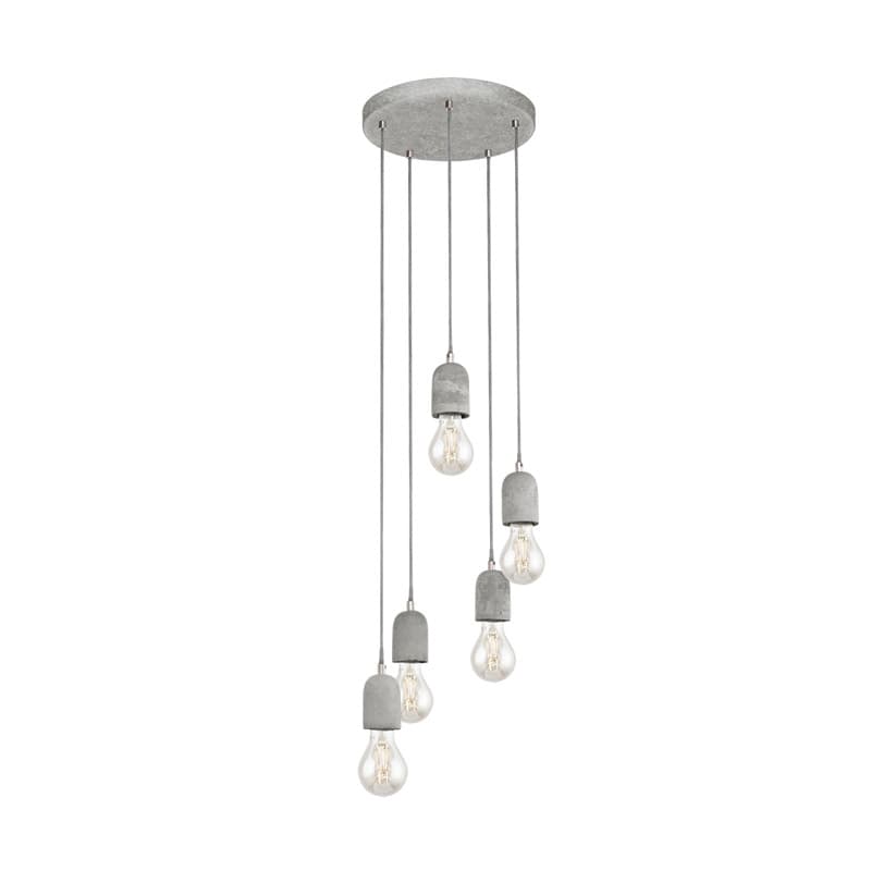 Eglo 95524 Подвес SILVARES, 5х60W(E27), Ø350, H1500, сталь, cерый/бетон, серый