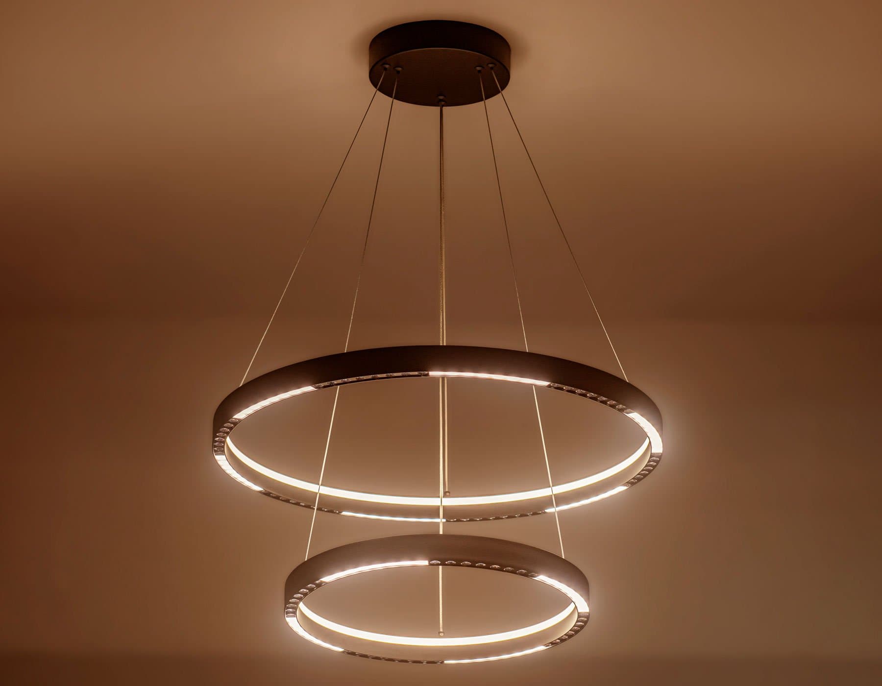 Ambrella Светильник подвесной светодиодный FL5865/2 BK черный 45W 3000K/4200K/6400K D600/400*830 (без ПДУ) — миниатюра 4