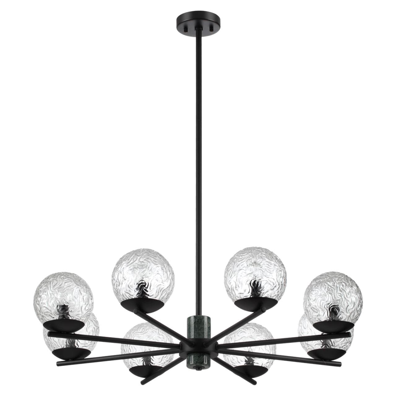 Odeon Light 5026/8 MODERN ODL23 389 черный матовый/темно-зеленый/прозрачный металл/мрамор/стекло Люстра E14 8*40W GREENI