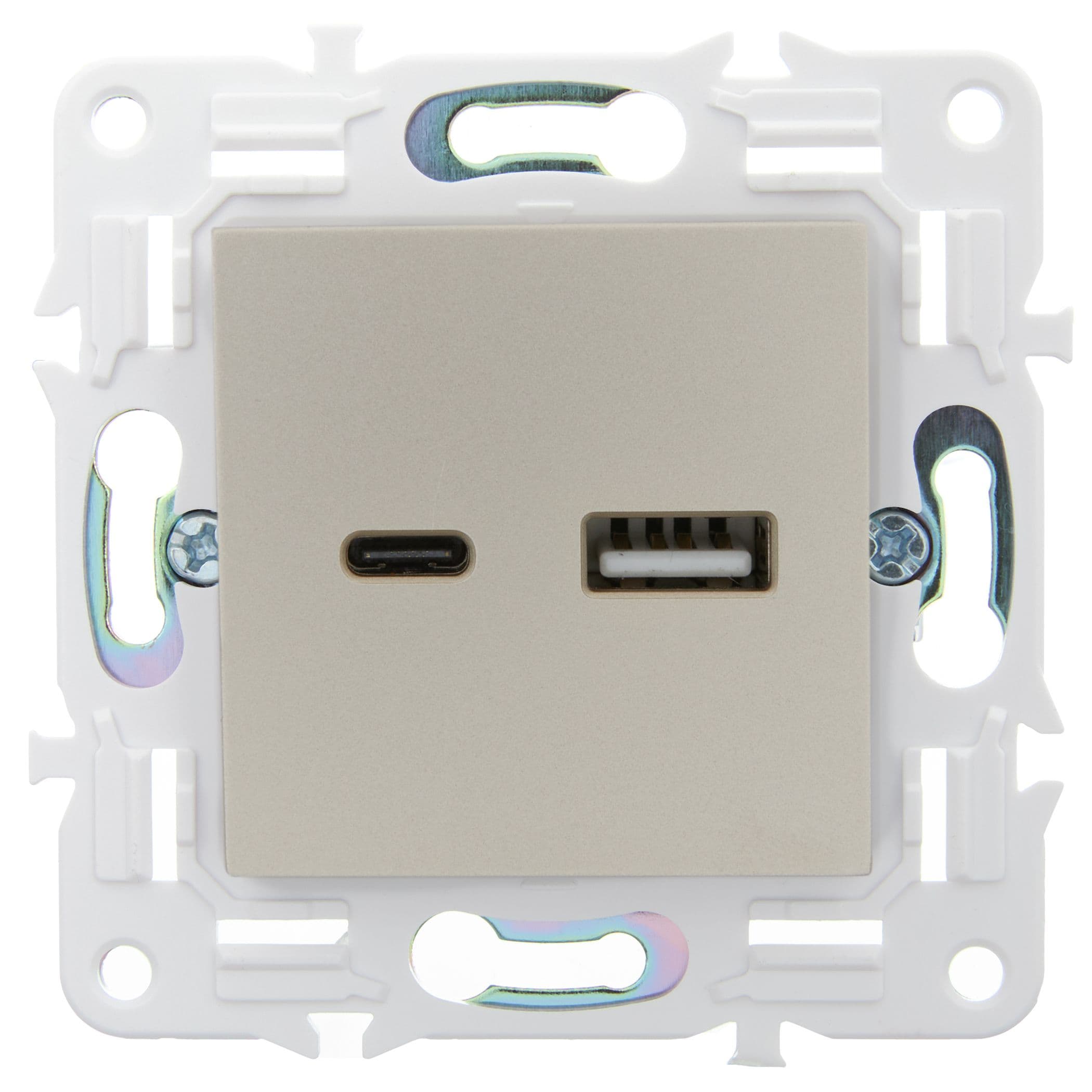 IEK SKANDY Песочный Розетка USB A+C 18Вт SK-R13Sa — миниатюра 2