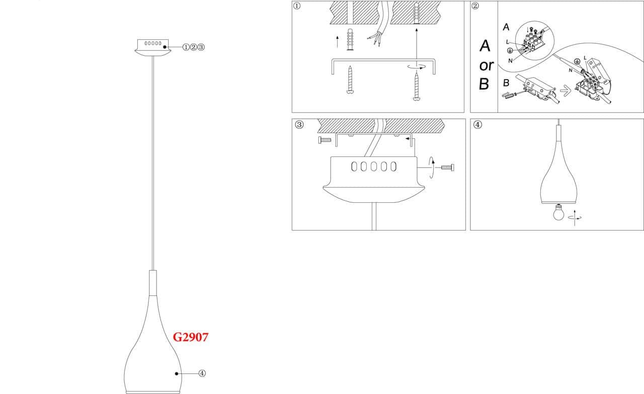 Odeon Light 2907/1 ODL16 477 черный глянцевый/металл Подвес Е27 60W 220V DROP — миниатюра 4