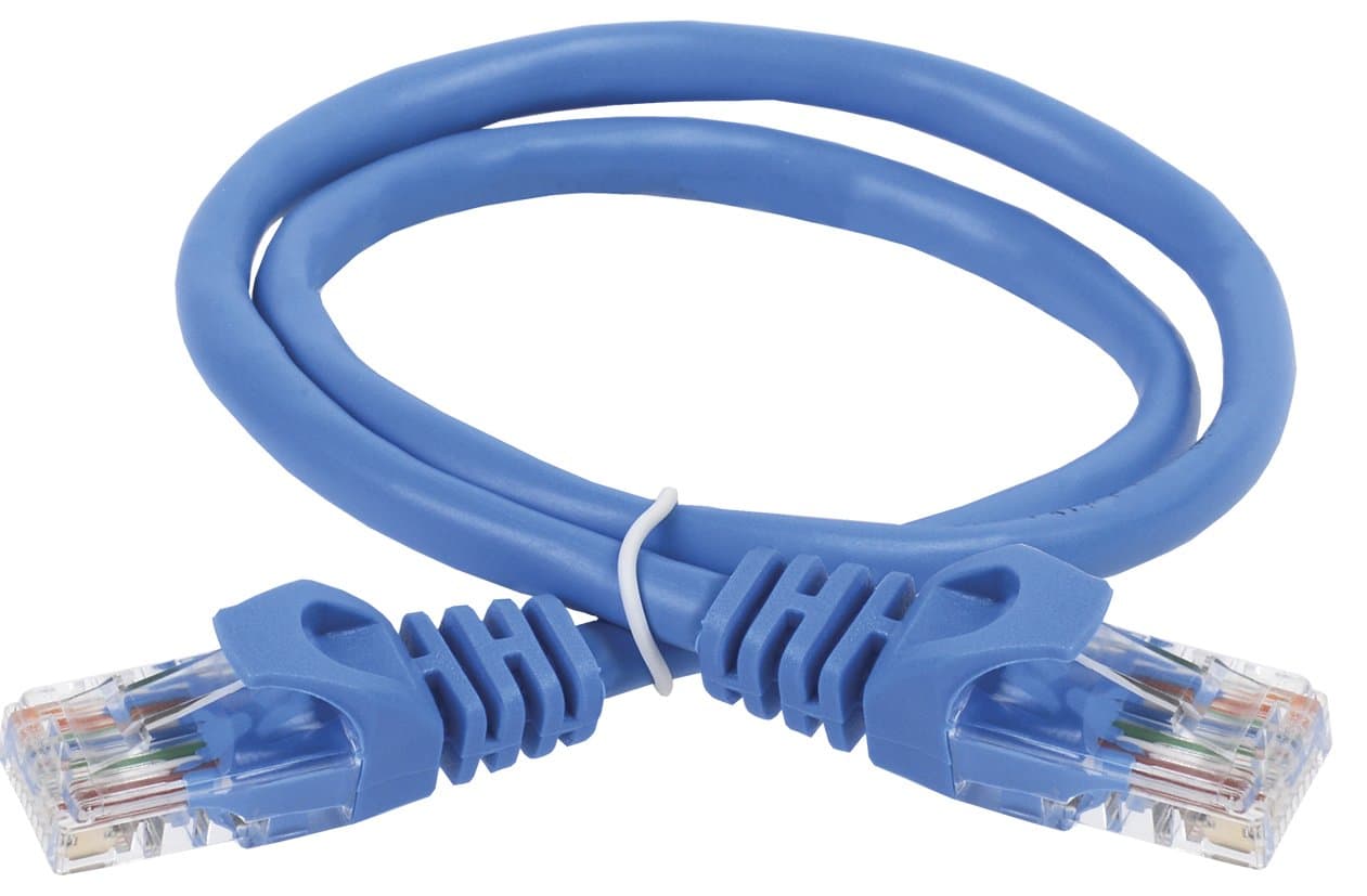 IEK Шнур коммутационный кат. 5Е UTP 1м синий PC03-C5EU-1M-G