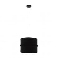 Eglo 390033 Подвесной потолочный светильник (люстра) PARAGUAIO, 1x40W, E27, H1500, Ø360, сталь, черный/текстиль, стекло, черный