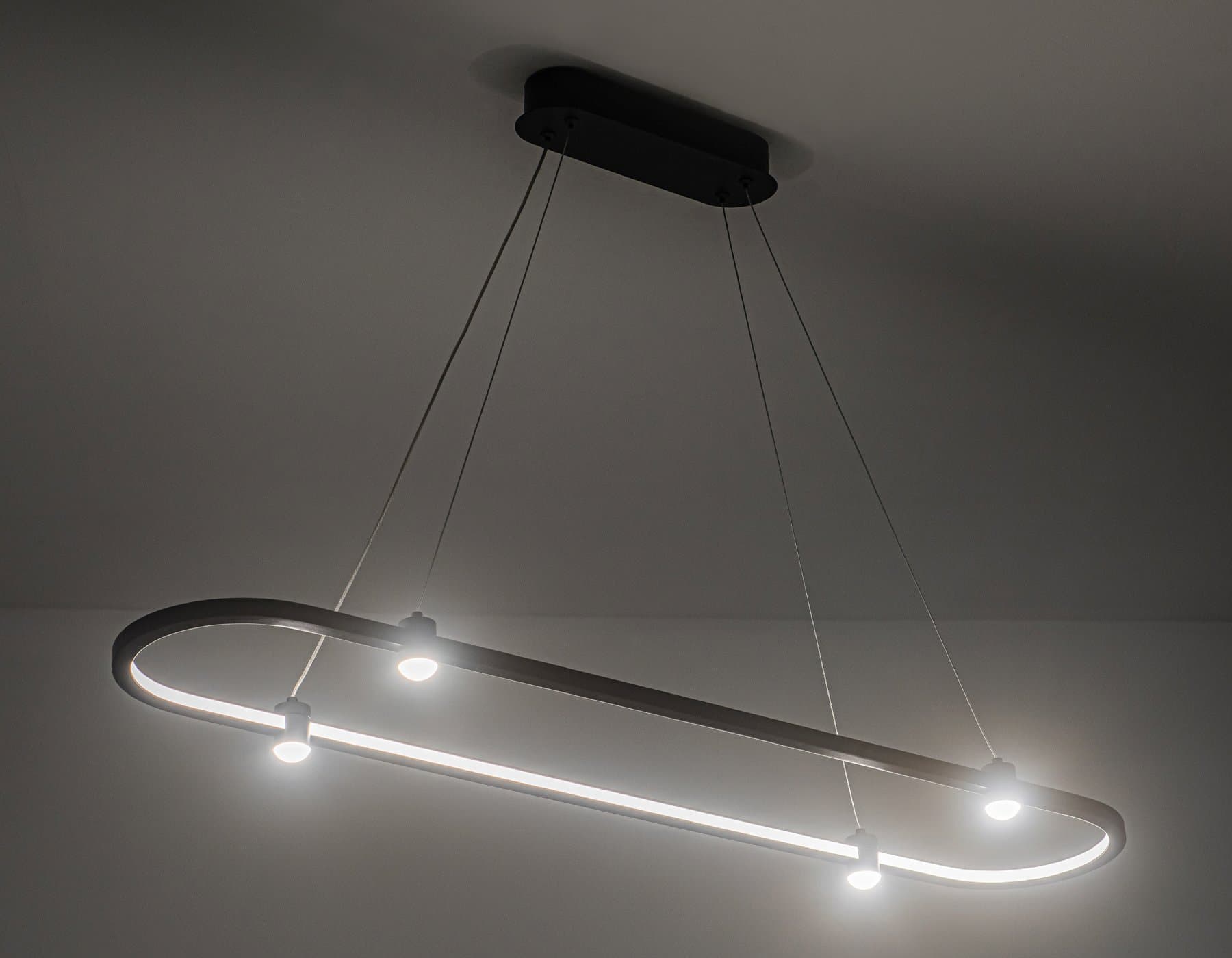 Ambrella Светильник подвесной светодиодный FL5589/1+4 BK черный 30W 3000K/4200K/6400K 1000*200*1300 (без ПДУ) — миниатюра 3