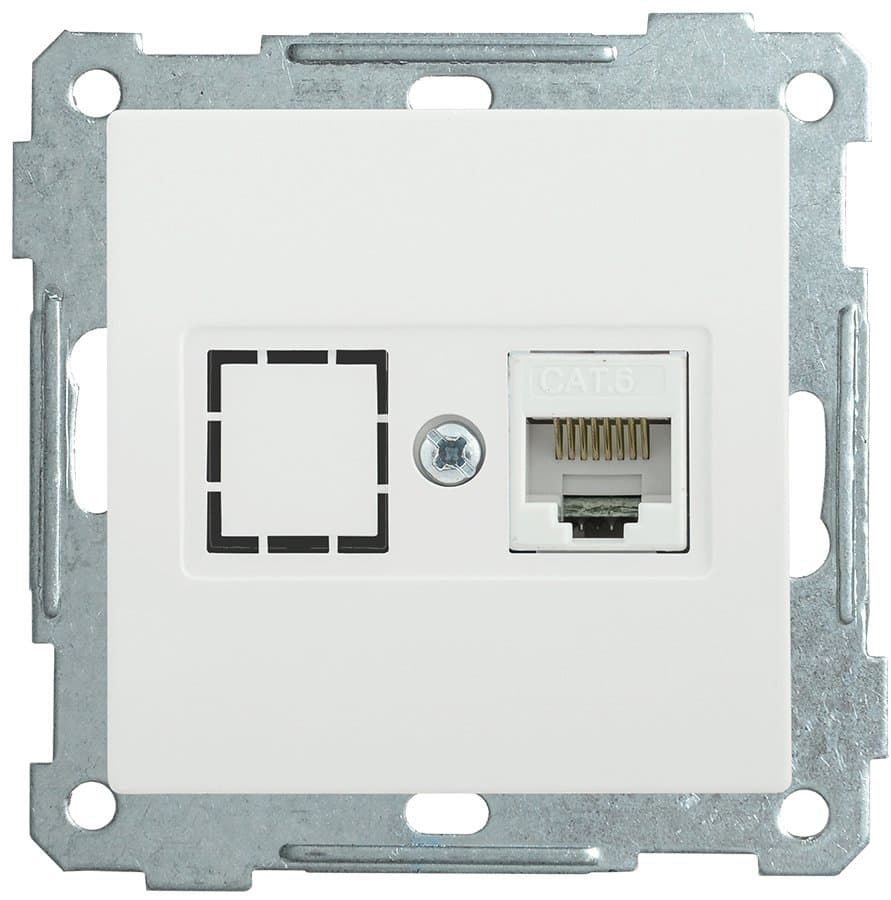 IEK РK11-1-Б Розетка компьютерная RJ45 Cat6 BOLERO белый EKB16-01-K01