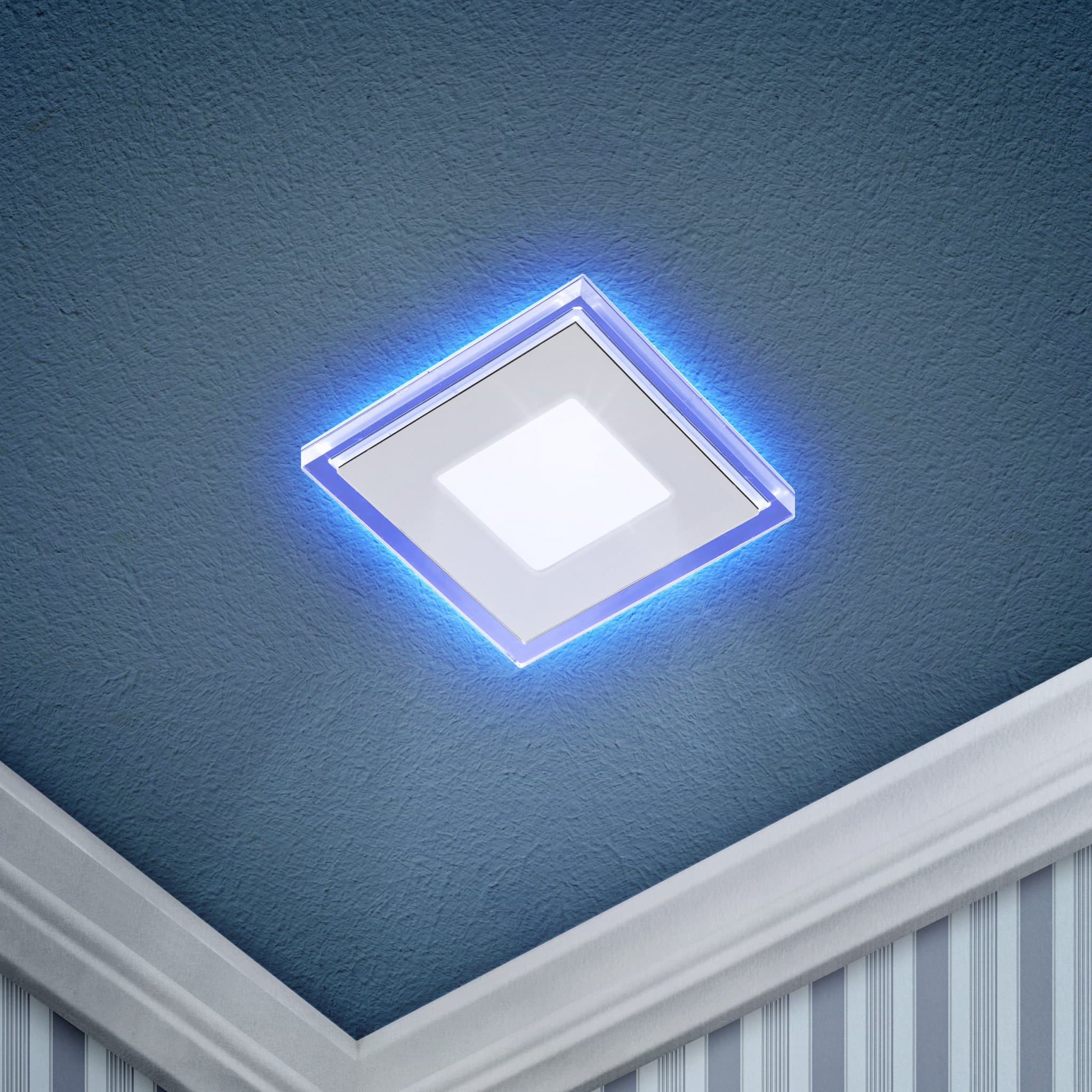 ЭРА LED 4-9 BL Светильник светодиодный квадратный c cиней подсветкой LED 9W 540LM 220V 4000K