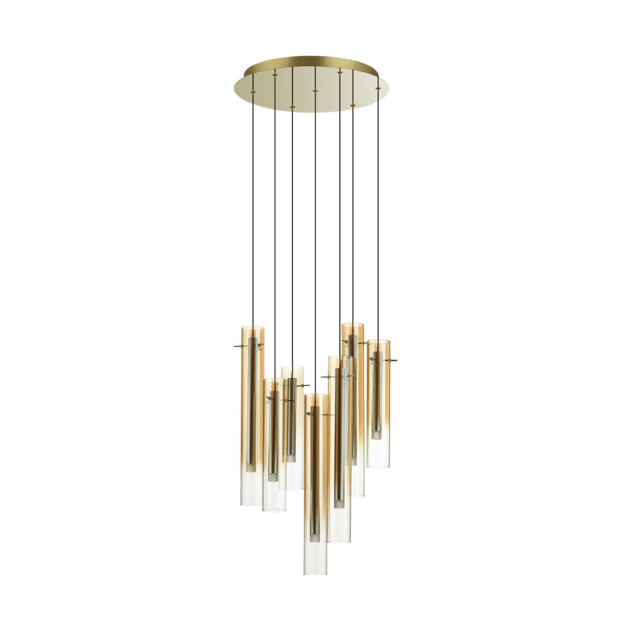 Odeon Light 5061/32LB PENDANT ODL24 319 золотой/янтарный/металл/стекло Люстра каскадная LED 7*4W 3000K SHINY