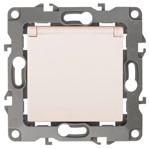 ЭРА 12-2103-02 Розетка 2P+E Schuko со шторками с крышкой, 16A-250В, IP20, 12, Слоновая кость — миниатюра 1