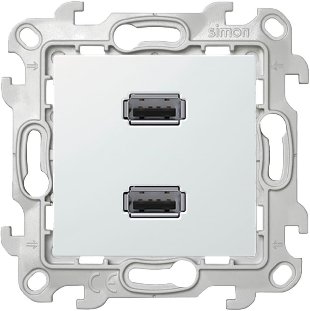 Simon 24 Белый Коннектор 2хUSB 2.0 тип A 2411090-030 — миниатюра 2