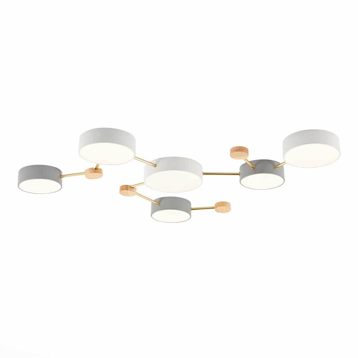 Evoluce SLE600102-06 Светильник потолочный Золото, Светлое дерево/Белый, Серый LED 6*15W 4000K