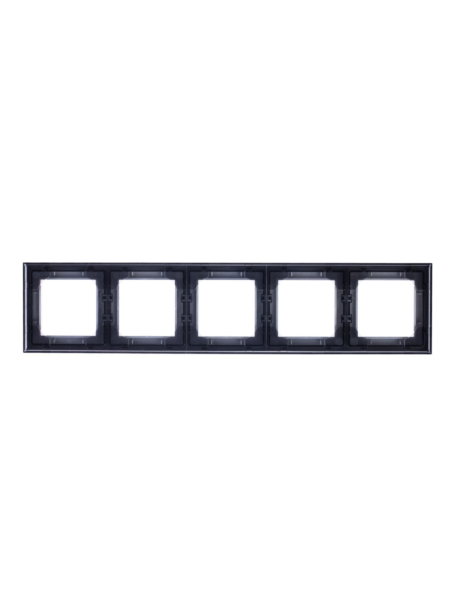 ABB EPJ Levit серебро / дымчатый чёрный Рамка 5 поста 2CHH015050A6070 — миниатюра 4