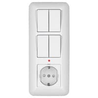 Systeme Electric Wessen Прима внутр Бел Блок: Розетка с/з с защитными шторками +Выключатель 2-кл.+Выключатель 2-кл. 193x81x53 мм (в сборе)(опт.упак.) — миниатюра 2