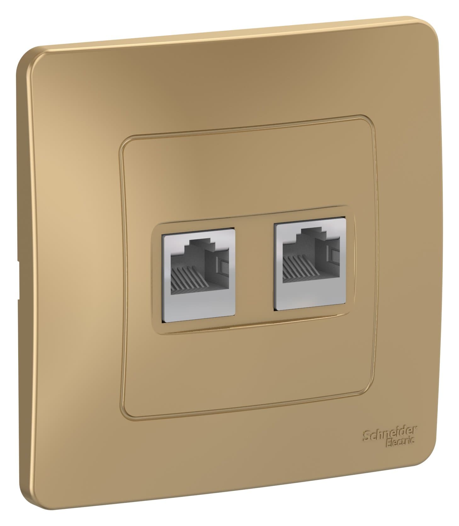 Systeme Electric Blanca внутр Титан Розетка 2-ая комп/ТЛФ, RJ45+RJ11 — миниатюра 2
