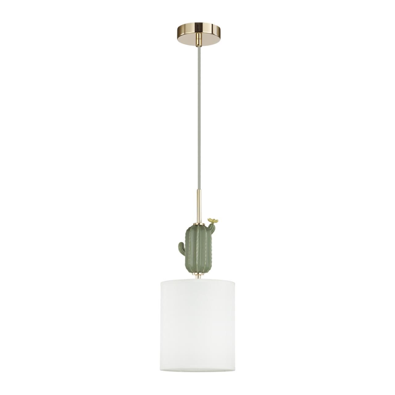 Odeon Light 5425/1 MODERN ODL_EX24 золотой/зеленый/белый/металл/керамика/ткань Подвес E14 1*40W CACTUS