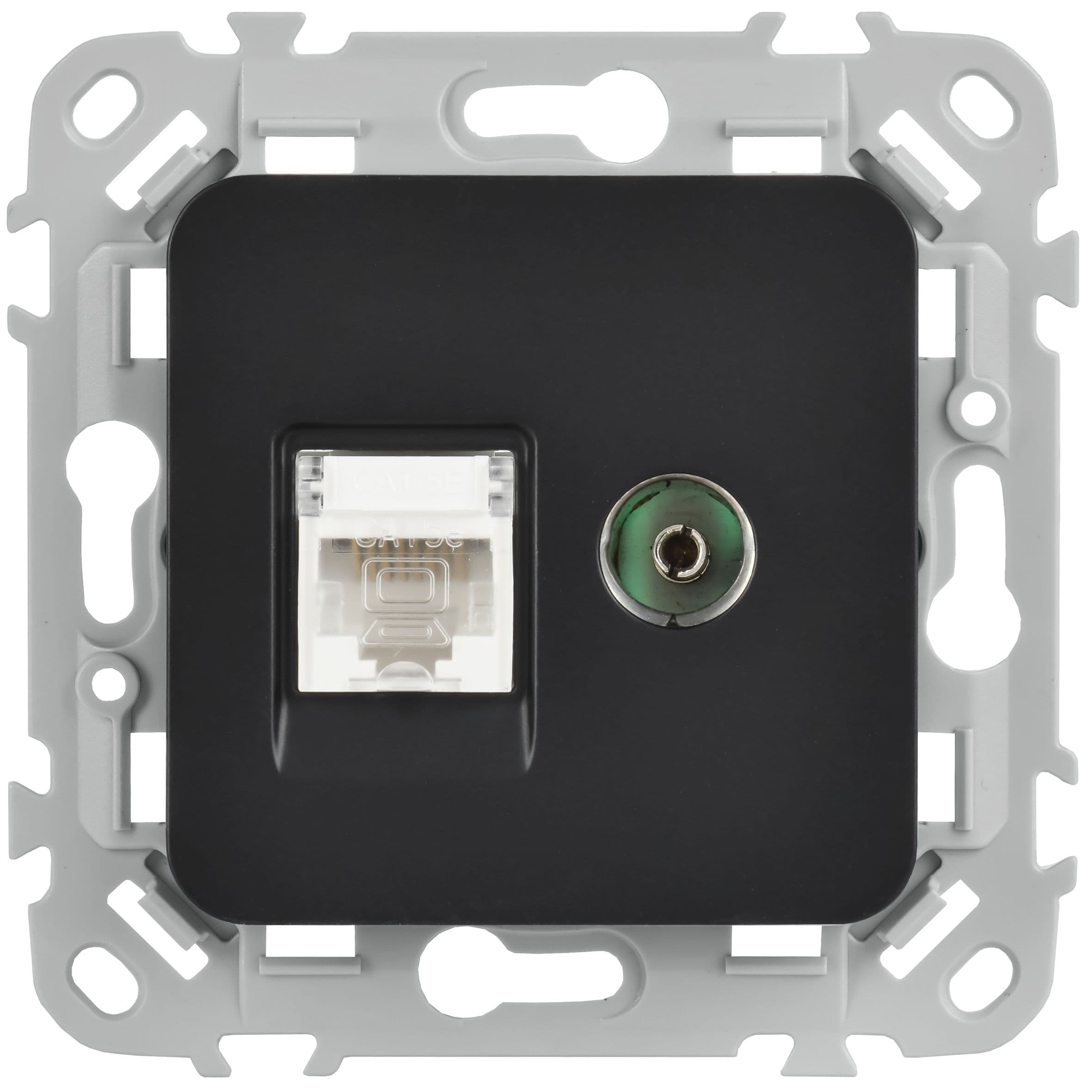 IEK FLITE Черный Розетка 2-местная RJ45/TV категория 5Е UTP — миниатюра 2