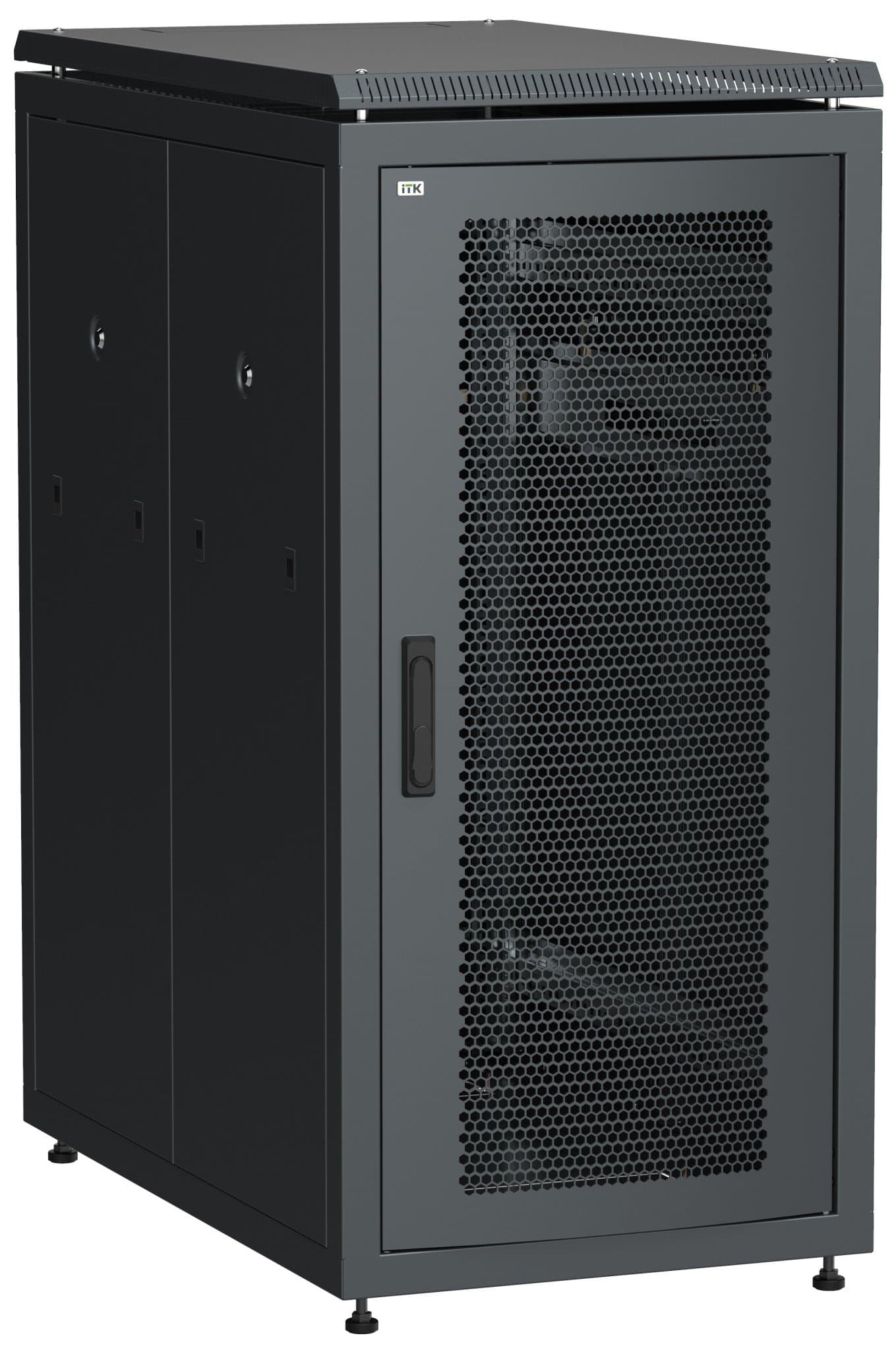 IEK LINEA N ITK Шкаф сетевой 19" LINEA N 28U 600х1000 мм перфорированная передняя дверь, черный LN05-28U61-P