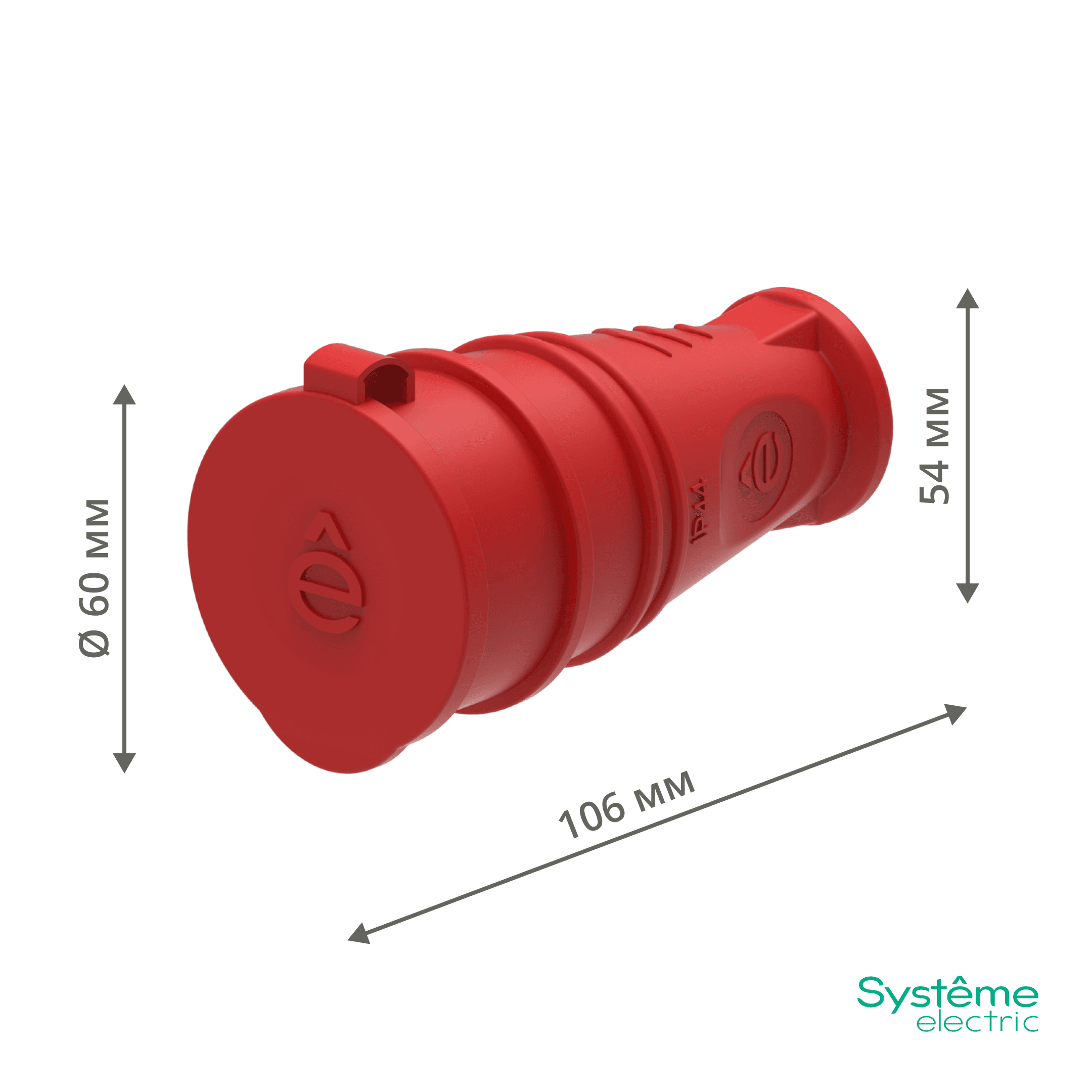 Systeme Electric MultiSet Красная Розетка 2К+З кабельная каучуковая 16А/250В IP44 — миниатюра 2