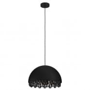 Eglo 39949 Подвесной потолочный светильник (люстра) GAETANO2, 1x40W, E27, H1500, Ø450, сталь, черный/сталь, хрусталь, черный, золотой, черный полупроз