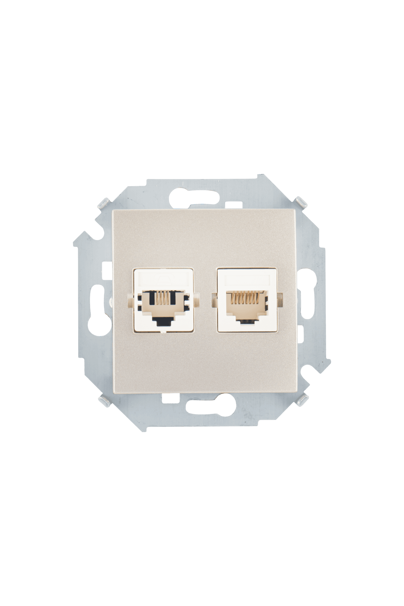 Simon 15 Шампань Розетка ТЛФ + комп RJ11+RJ45 кат.5е 1591590-034 — миниатюра 2