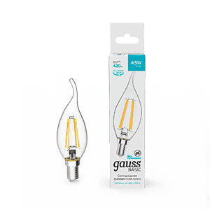 Gauss Лампа Basic Filament Свеча на ветру 4,5W 420lm 4100К Е14 LED 1041125