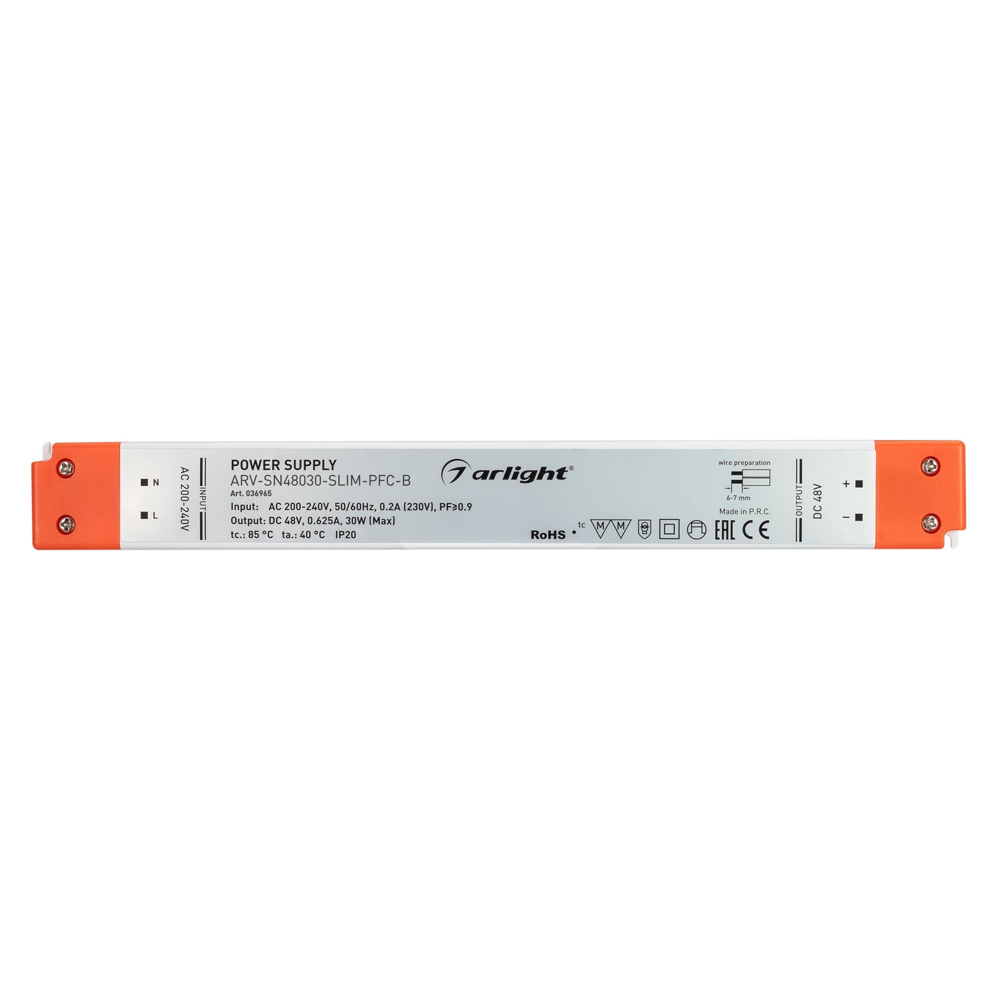 Arlight Блок питания ARV-SN48030-SLIM-PFC-B (48V, 0.63A, 30W) (IP20 Пластик, 3 года) 036965 — миниатюра 2