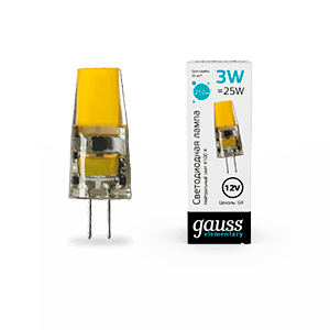 Gauss Лампа Elementary G4 12V 3W 210lm 4100K силикон LED 1/20/200 18723