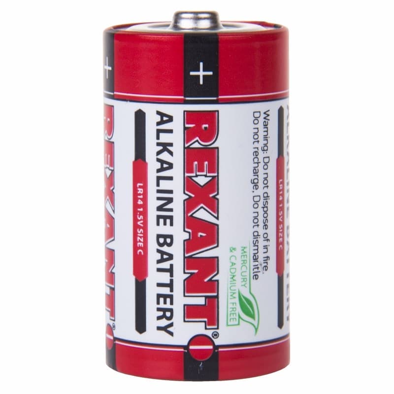 Алкалиновая батарейка тип С/LR14 2 шт 1,5 V 8000 mAh блистер Rexant 30-1014
