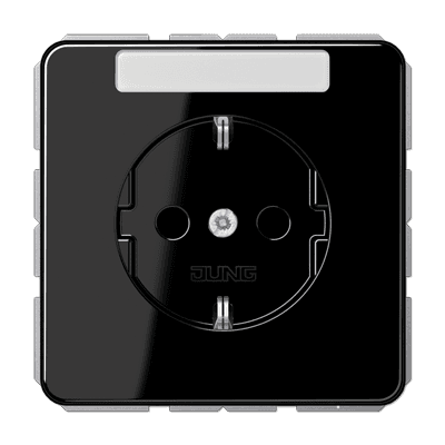 JUNG Штепсельная розетка SCHUKO 16A 250V~ с полем для надписи черная CD1520NASW