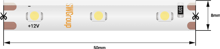 SWG Лента светодиодная стандарт 3528, 60 LED/м, 4,8 Вт/м, 12В , IP65, Цвет: Теплый белый SWG360-12-4.8-WW-65