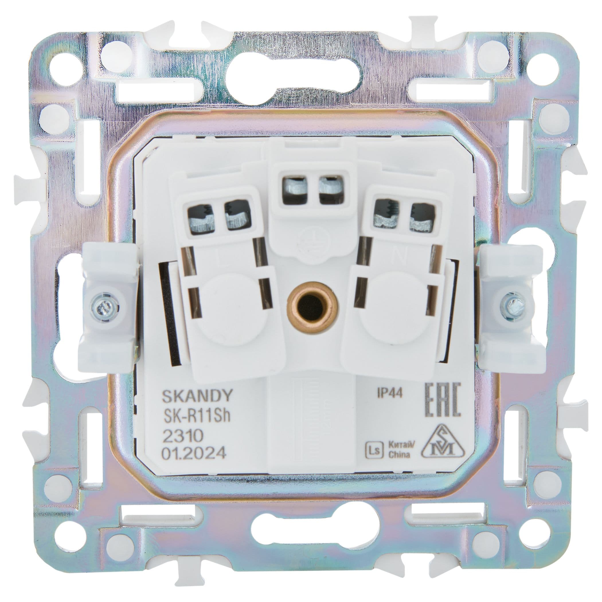 IEK SKANDY Шампань Розетка с/з с защитными шторками и крышкой 16А IP44 SK-R11Sh — миниатюра 3