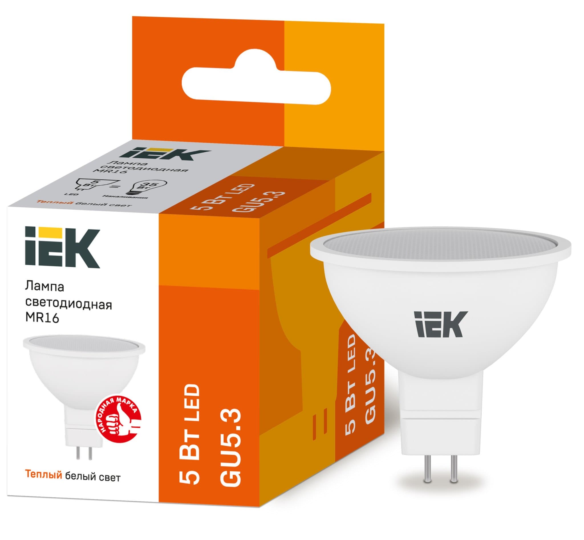 IEK Лампа светодиодная ECO MR16 софит 5Вт 230В 3000К GU5.3 — миниатюра 1