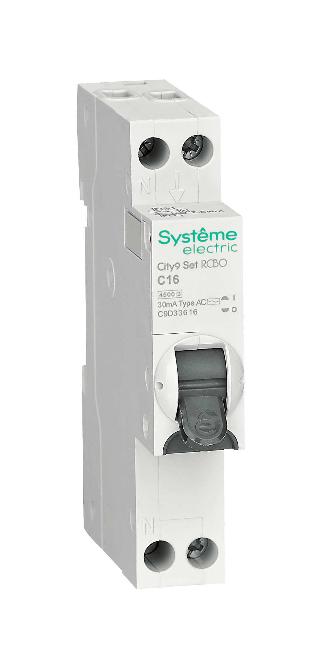 Systeme Electric City9 АВДТ 1П+Н C16 4500A 30мА AC 18мм