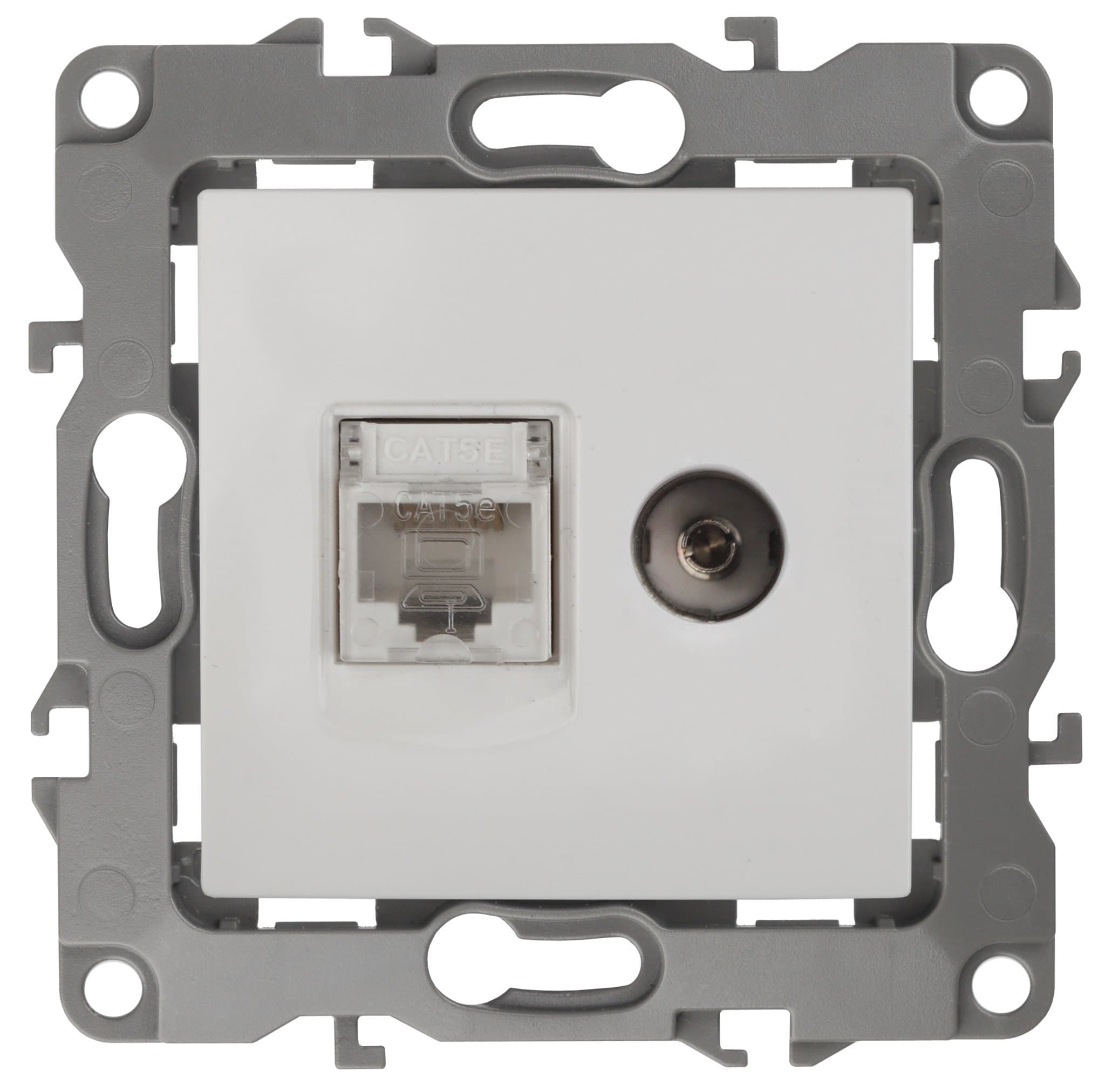 ЭРА 12-3110-01 Белый Розетка комбинированная RJ45+TV, IP20, 12