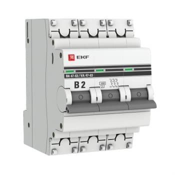 EKF PROxima ВА 47-63 Автоматический выключатель (B) 3P 2А 4,5kA mcb4763-3-02B-pro