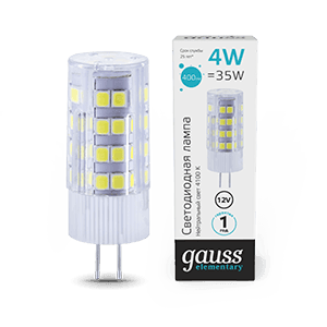 Gauss Лампа Elementary G4 12V 4W 400lm 4100K керамика LED 10724