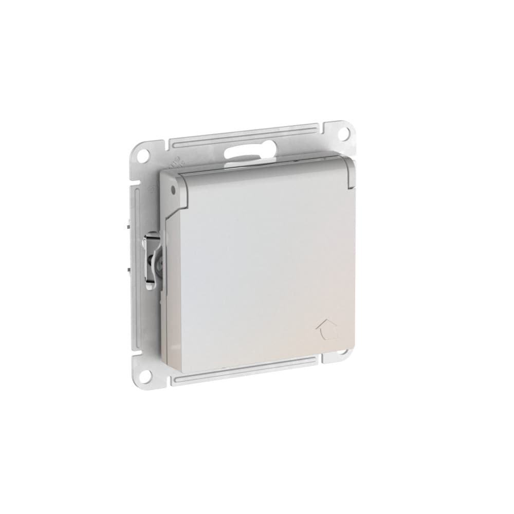 Systeme Electric AtlasDesign Жемчуг Розетка с заземл. со шторк. с крышкой, 16А, IP20,мех., быстрозажим. клем. — миниатюра 4
