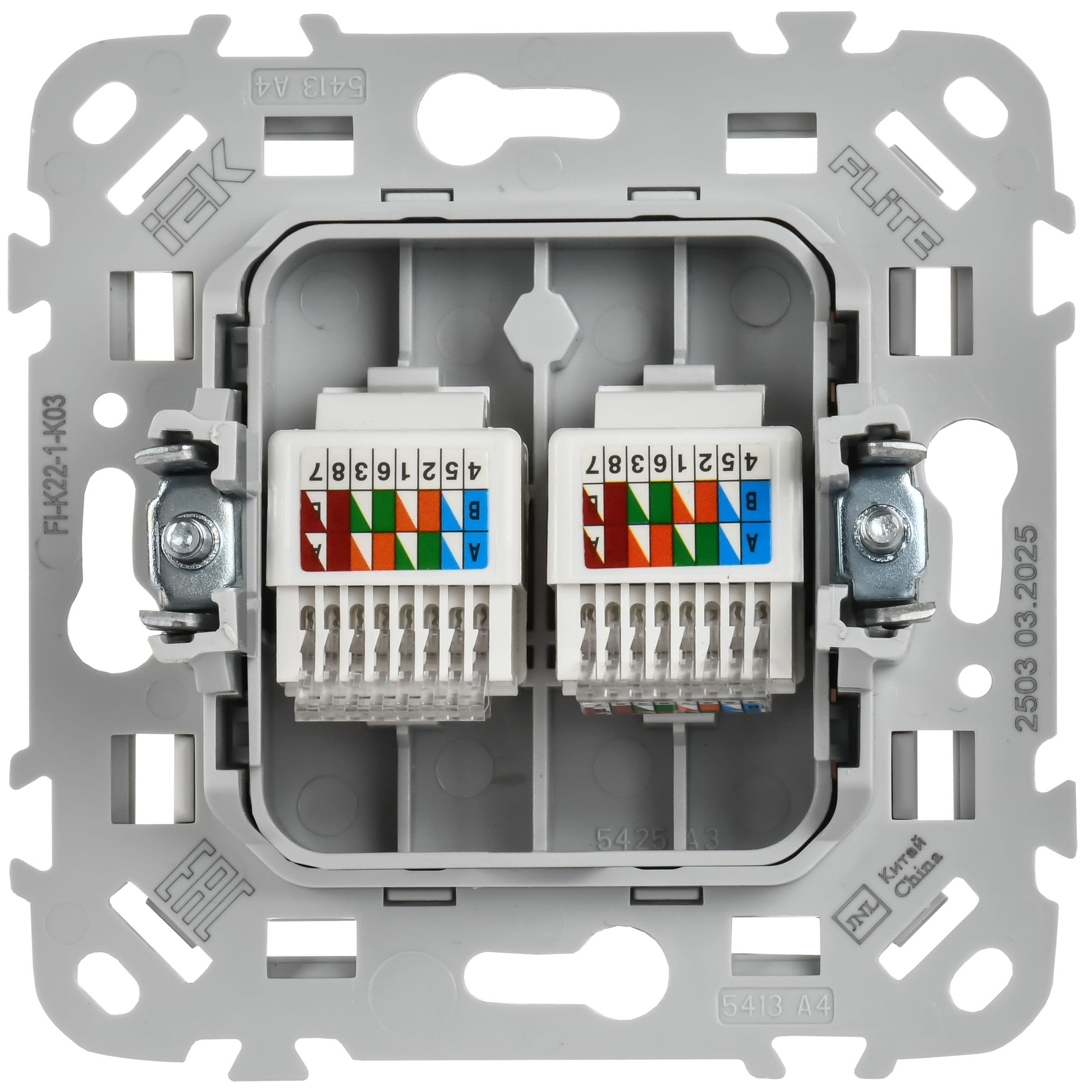 IEK FLITE Серый Розетка 2-местная компьютерная RJ45 категория 5Е UTP — миниатюра 3