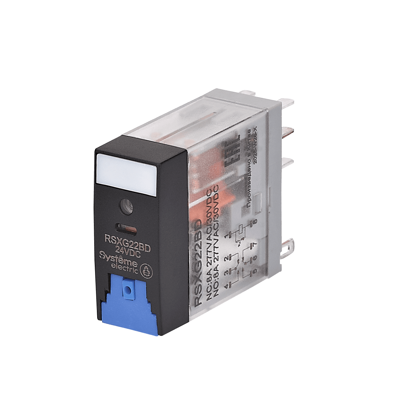 Systeme Electric Реле 8A 2CO 24VDC тест кнопка LED