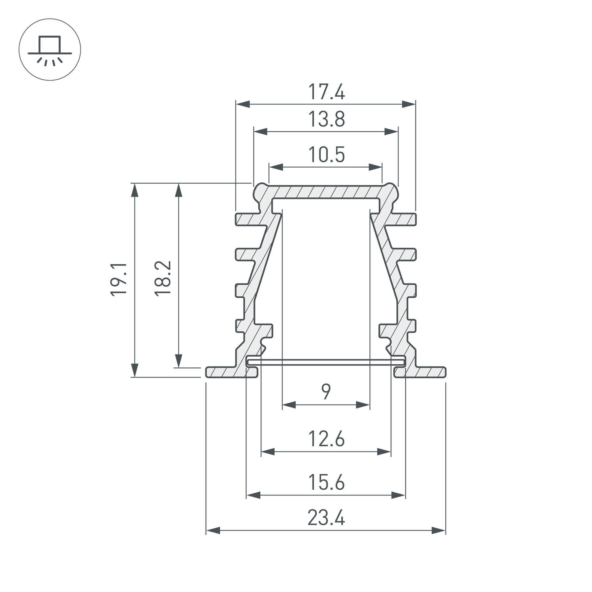 Arlight Профиль TOP-DEEP-F-2000 ANOD (K13,P15) (Алюминий) 016971 — миниатюра 3