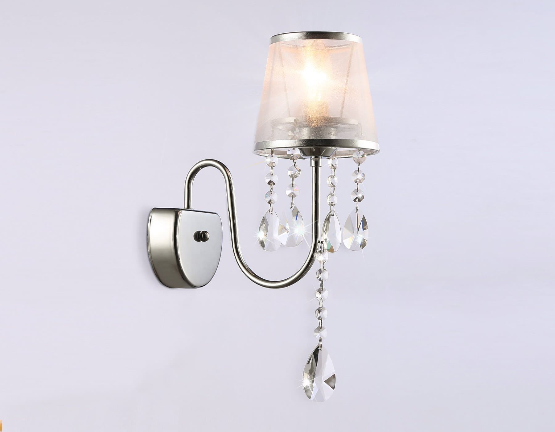Ambrella Настенный светильник с абажуром и хрусталем TR4595 CH/SL хром/серебро E14 max 40W 460*140*250