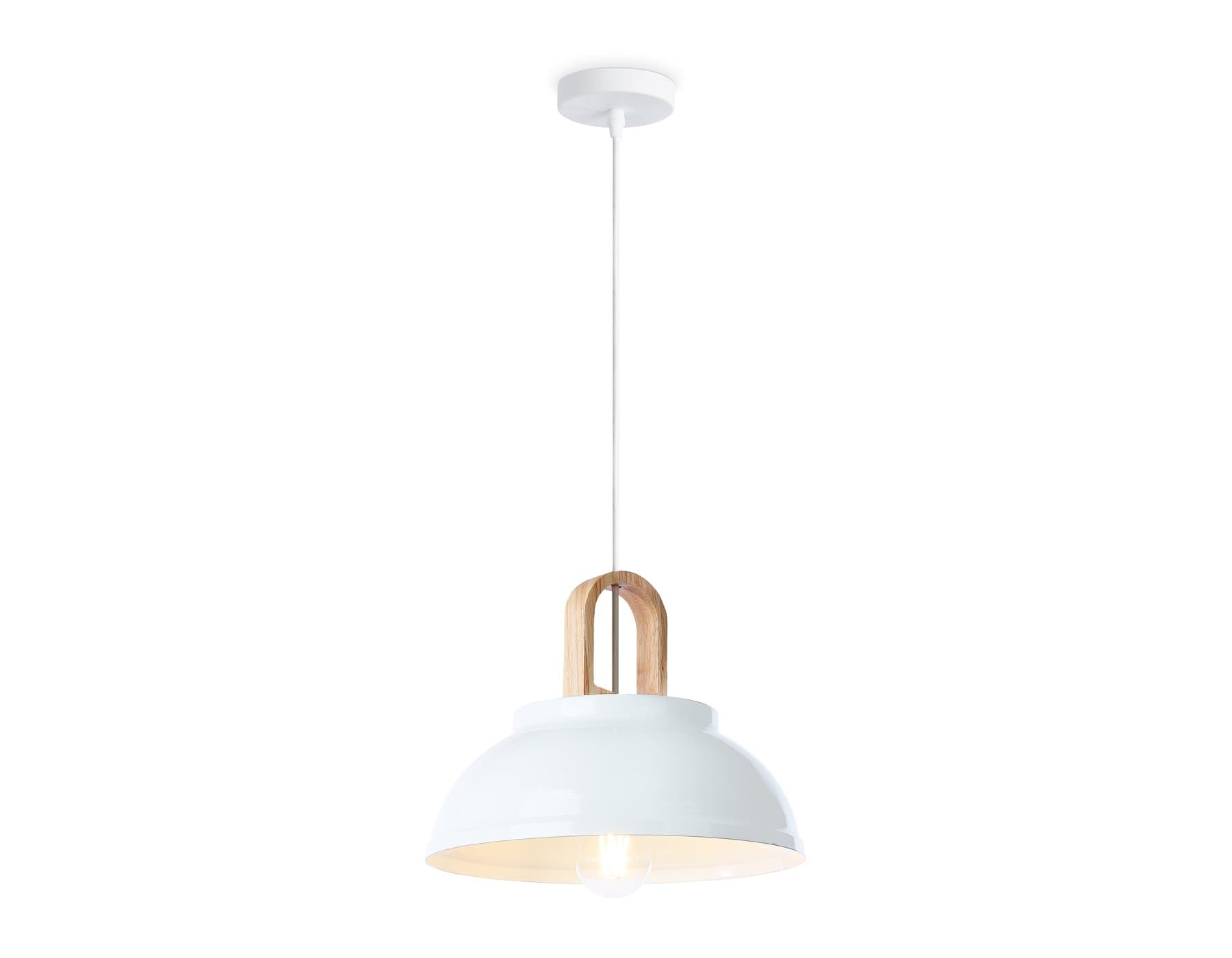 Ambrella Подвесной светильник в стиле лофт TR8190 WH/LW белый/светлое дерево E27 max 40W D290*900 — миниатюра 2
