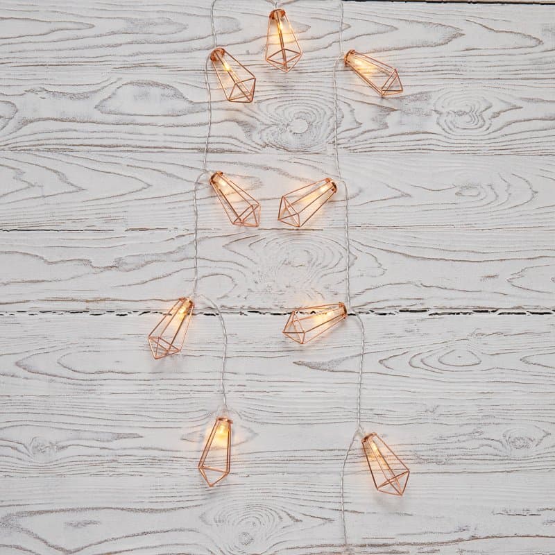 NEON-NIGHT Гирлянда светодиодная «Кристаллы» бронзовые 10 LED, 1,5 м, прозрачный ПВХ, теплый белый свет свечения, 2 х АА (батарейки не в комплекте) 304-019