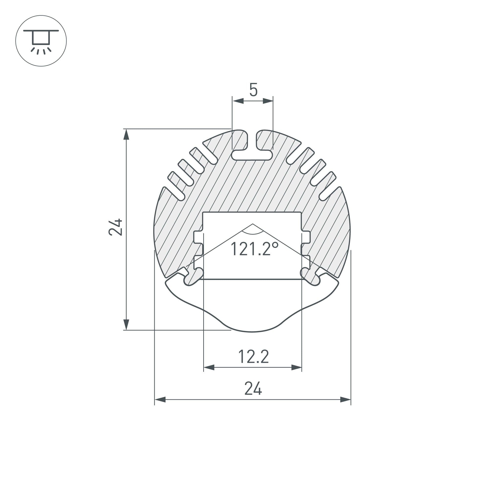 Arlight Профиль с экраном ALU-ROUND-2000 ANOD+LEN30 (Алюминий) 015527 — миниатюра 2