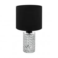 Eglo 39979 Настольная лампа SAPUARA, 1x40W, E27, H425, Ø240, основание: Ø115, сталь, черный/текстиль, стекло, черный, прозрачный